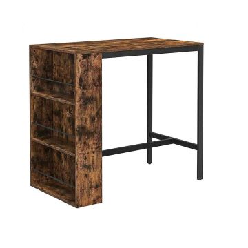 Bar table with shelves 110 x 60 x 100 cm., brown/black