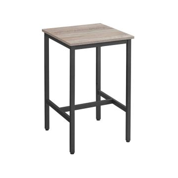 Bar table with steel frame 60 x 60 x 92 cm, gray-brown - black
