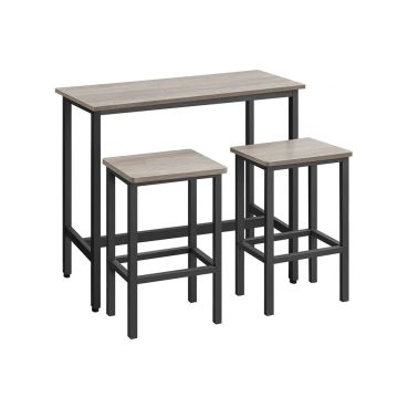 Bar table with 2 bar stools, black/light brown