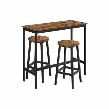 Bar table with 2 bar stools, black/brown
