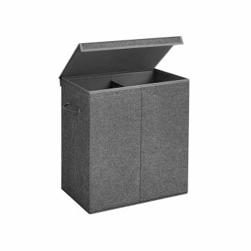 Laundry basket with 2 compartments, dark gray