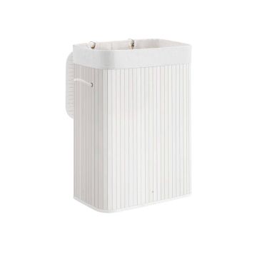 Bamboo laundry basket, white