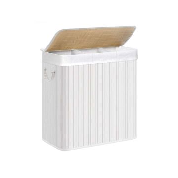 Natural colored laundry basket with 3 compartments