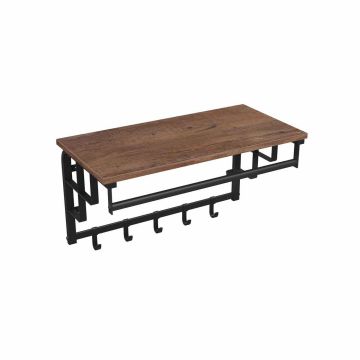 Wall-mounted clothes rack with shelf, black/brown