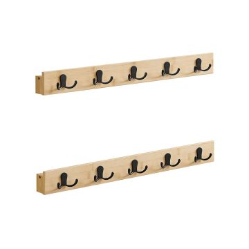 Set of 2 wall hangers 4.8x70x7cm., light brown/black