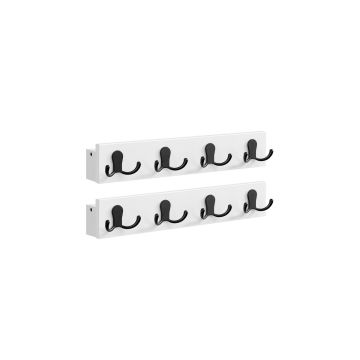 Set of 2 wall-mounted clothes hangers 4.8x40x7cm., white/black