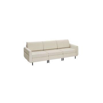 Sofa 79x237x85,6cm, kremowo-czarna