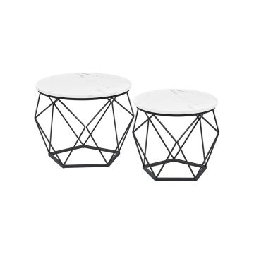 Set of 2 coffee tables, black/white