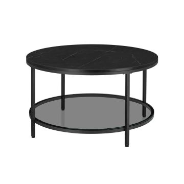 Transparent coffee table 80x44.5cm., white/black