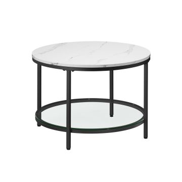 Transparent coffee table 65x46cm., white/black