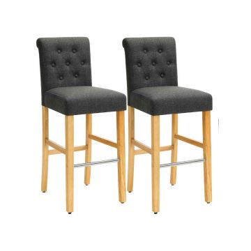 Set of 2 bar stools with grey backrest