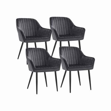Dining chair set Velvet, light gray, straight lines