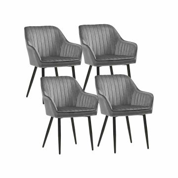 Set of 4 dining chairs, light gray, straight lines