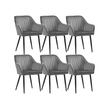 Dining chair set, 6 pieces, light gray