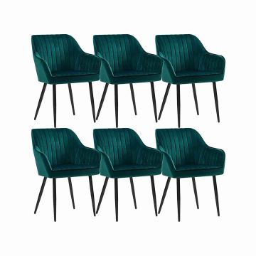 Dining chair set, 6 pieces, blue