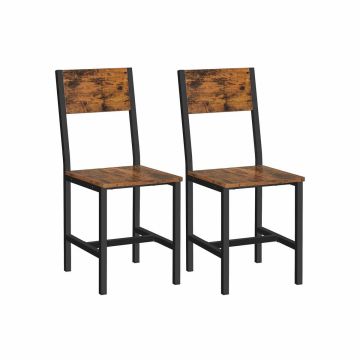 Dining Chair Set of 2 Vintage Brown-Black