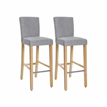 Set of 2 bar stools with backrest, grey