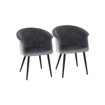 Set of 3 velvet dining chairs, grey