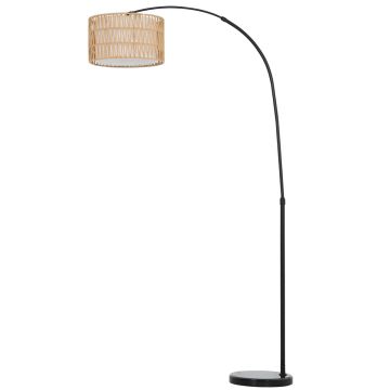 LED floor lamp, double-layer, Black/brown/white, 93 × 144–175 × 34 cm