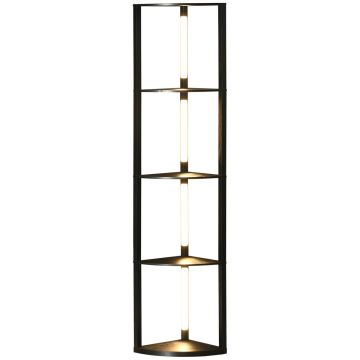 LED floor lamp, with 4 shelves, Black, 41 × 163.5 × 29.5 cm