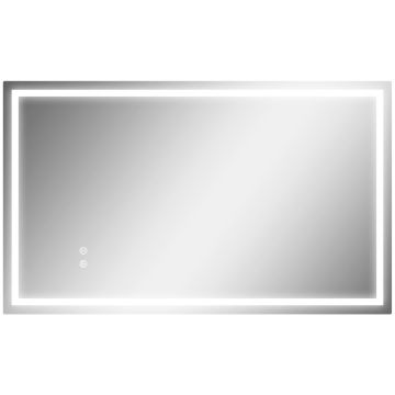 Lustro łazienkowe LED, montaż uniwersalny, z funkcją przeciwmgielną, 100 × 60 × 3 cm