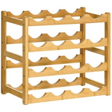 Stojak na wino Homcom 43x23,5x38cm, jasnobrązowy