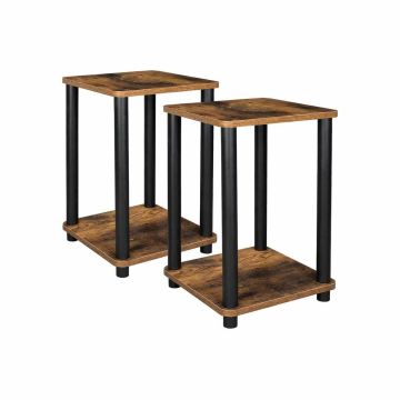 Zestaw stolików pomocniczych LET181X01, 2 elementy, brązowo-czarny