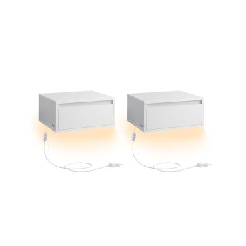 Set of 2 hanging bedside tables 35x40x18cm., white