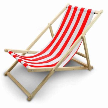 Leżak ogrodowy składany, biało-czerwony