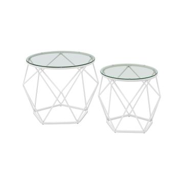 Set of 2 transparent coffee tables, white