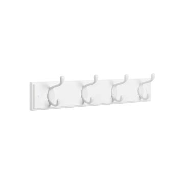 Wall hanger with 4 metal hooks, white