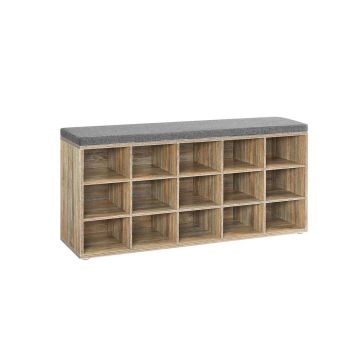 Ławka na buty z półkami 30x105x48cm, kolor jasnobrązowy/szary