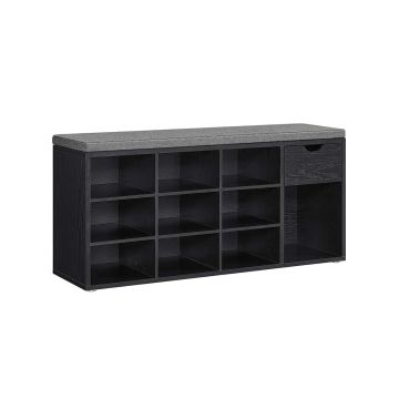 Shoe bench with open compartments 30x104x48cm., black/gray