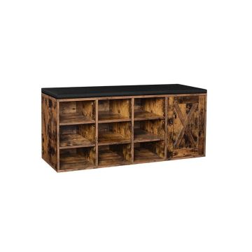 Ławka na buty z półkami 110x30x48cm, brązowo-czarna