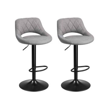 Set of 2 height-adjustable bar stools, grey