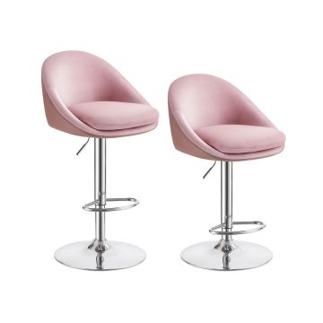 Bar stool set 52.5x50x108.5cm., pink/silver color