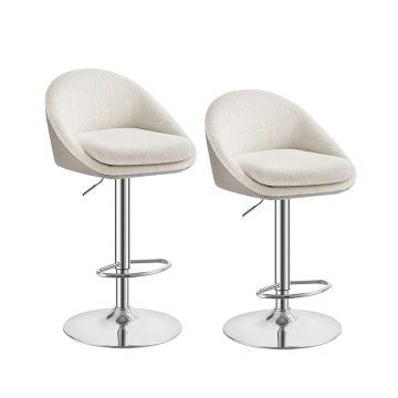 Bar stool set 52.5x50x108.5cm., white/silver color
