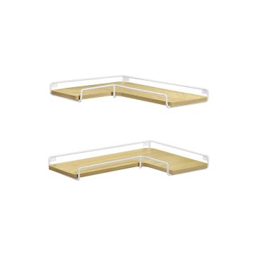 Set of 2 wall shelves 29x40x4cm., light brown/white