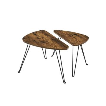 Coffee table set, 2 pieces, brown/black