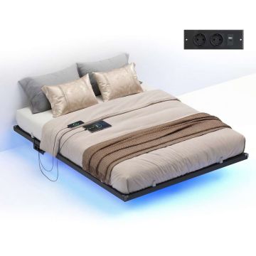 Каркас кровати VASAGLE, 140 × 200 см, LED, 2 розетки, USB-C, 2 USB-A, 140 × 200 см