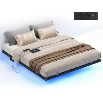 Каркас кровати VASAGLE, 160 × 200 см, LED, 2 розетки, USB-C, 2 USB-A, 160 × 200 см