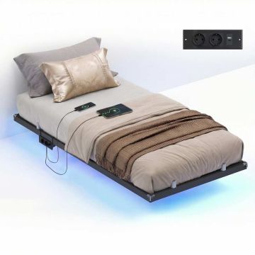 Каркас кровати VASAGLE, 90 × 200 см, LED, 2 розетки, USB-C, 2 USB-A, 90 × 200 см