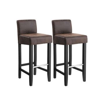 Set of 2 bar stools, vintage brown