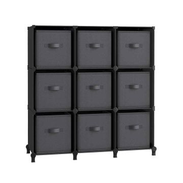 Shelf with boxes 31.5x94x95.5cm., black