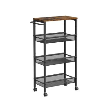 Kitchen trolley 22x45.4x77cm., black/brown