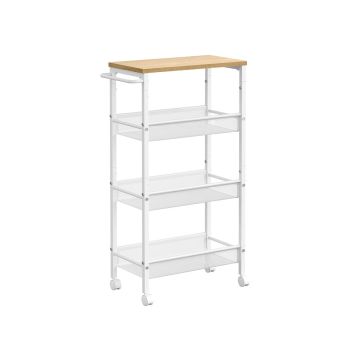 Kitchen trolley 22x45.4x77cm., white/light brown
