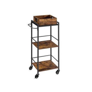Kitchen trolley 30x34.7x86cm., black/brown