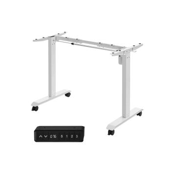 Height-adjustable desk frame with memory function, white