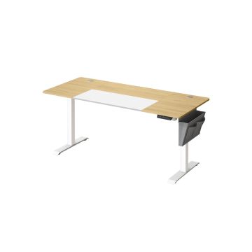 Electric height-adjustable desk 70x160x120cm., white/light brown