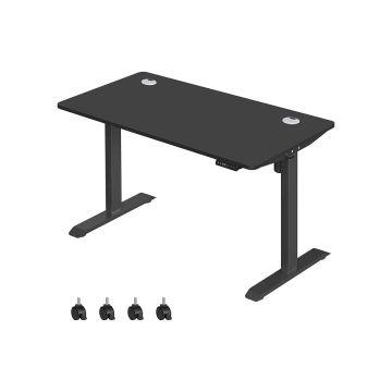 Height-adjustable electric desk with memory function 70 x 140 cm, black